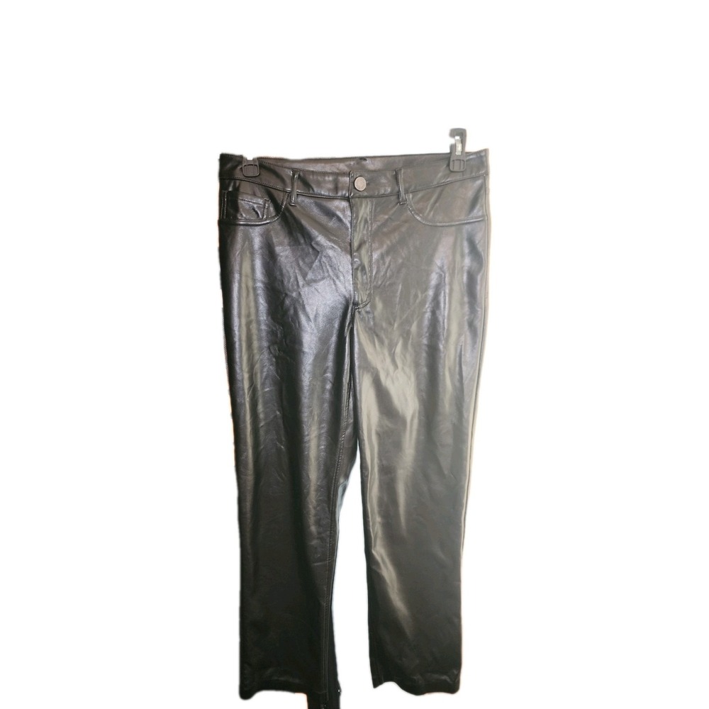 Faux Leather Boot Cut Black Pants Made By Joie Size 10, Biker style pants